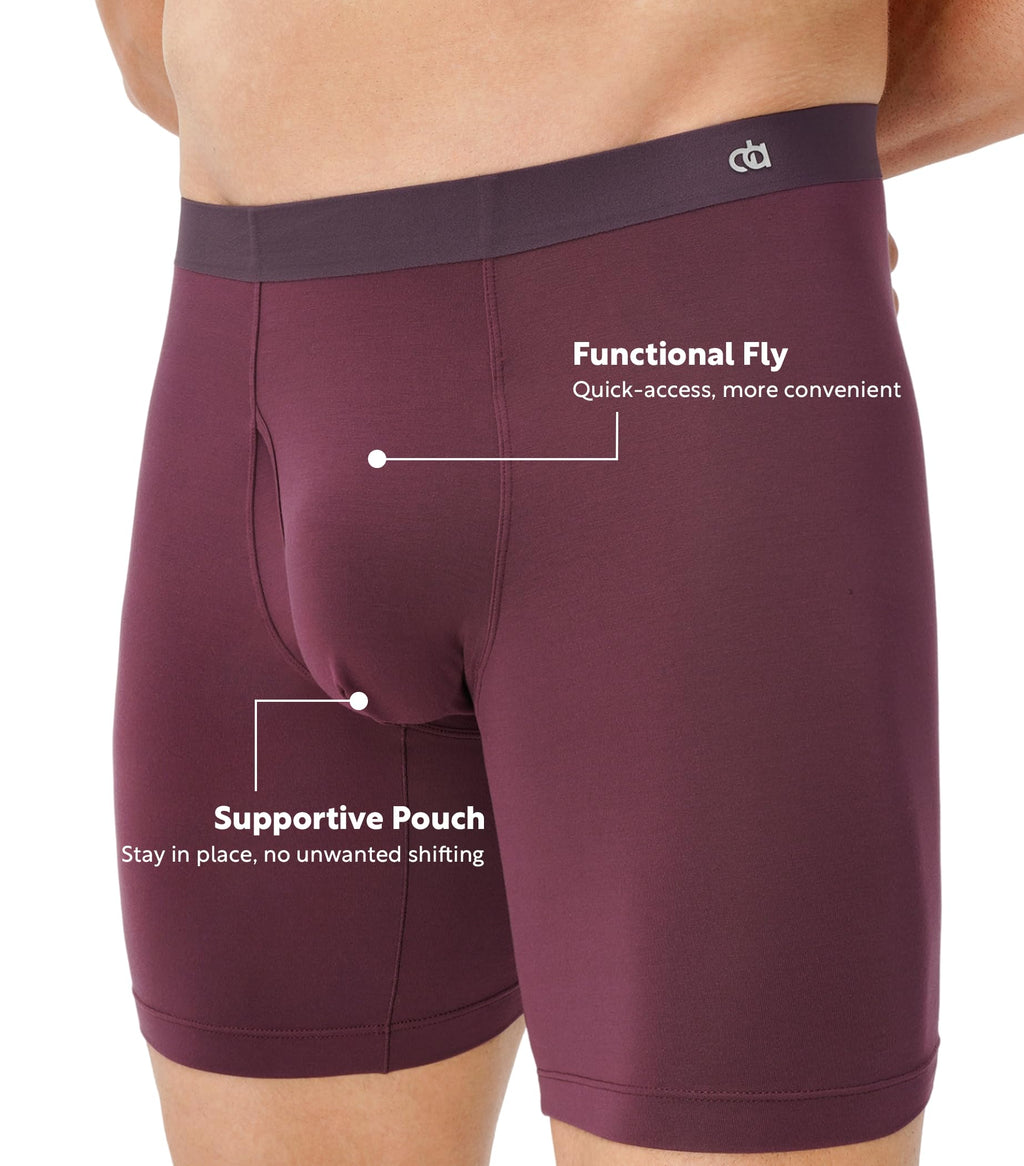 DAVID ARCHY Men's Ultra Soft Underwear Modal Boxer Briefs Slim Fit 6.5" | Second Skin Fabric Breathable, Smooth Low-Profile Waistband, Easy Access Side Fly, Tagless Anti Chafing for All-day Comfort