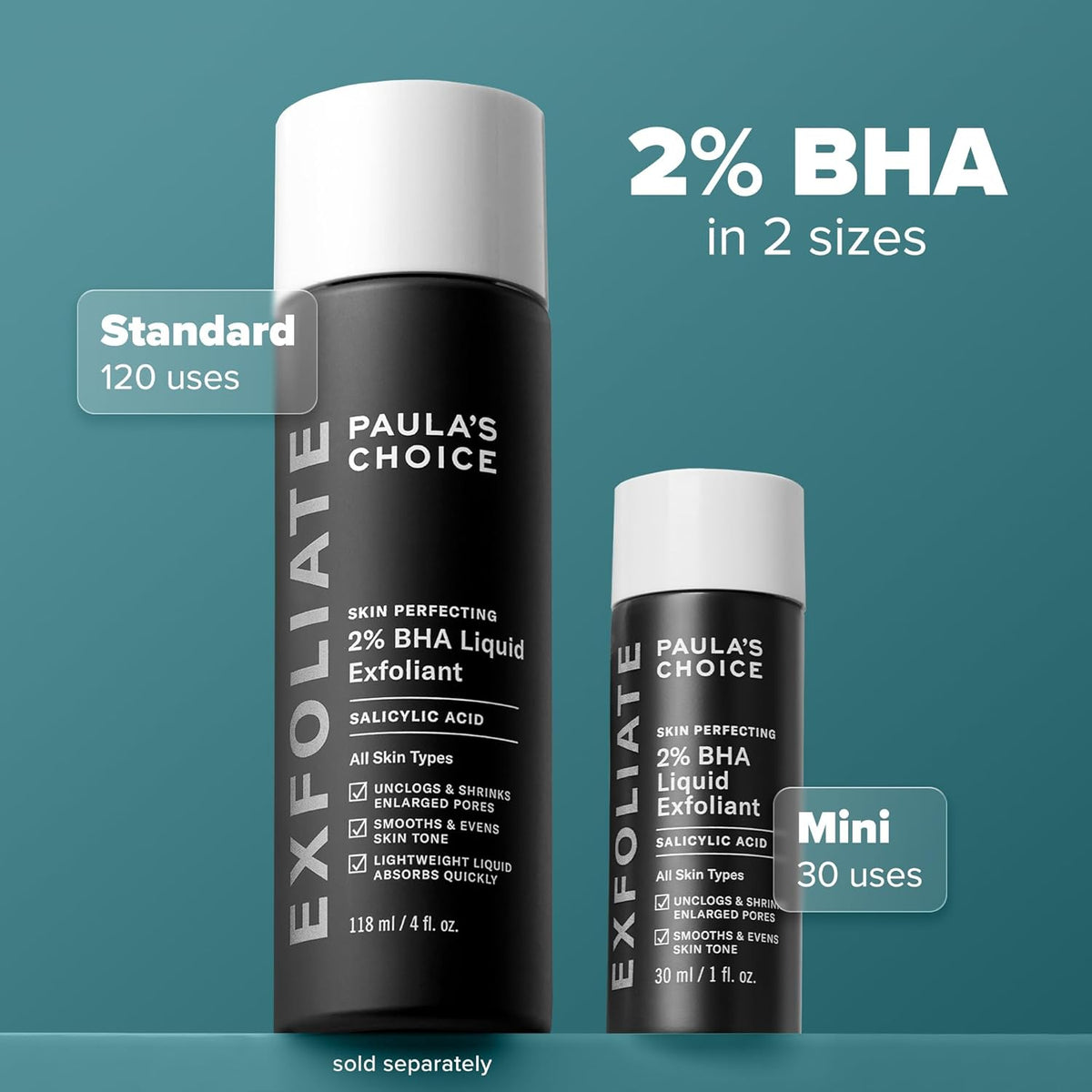 Paula's Choice SKIN PERFECTING 2% BHA Liquid Exfoliant with Salicylic Acid, Facial Polish for Pores, Wrinkles & Fine Lines, Suitable for Blackhead-Prone Skin, Fragrance-Free