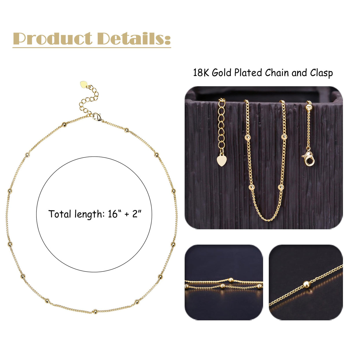 Aobei Pearl 18K Gold Plated Paperclip Chain Choker Satellite Chain Freshwater Cultured Biwa Pearl Pendant Necklace Dainty Turquoise Jewelry for Women
