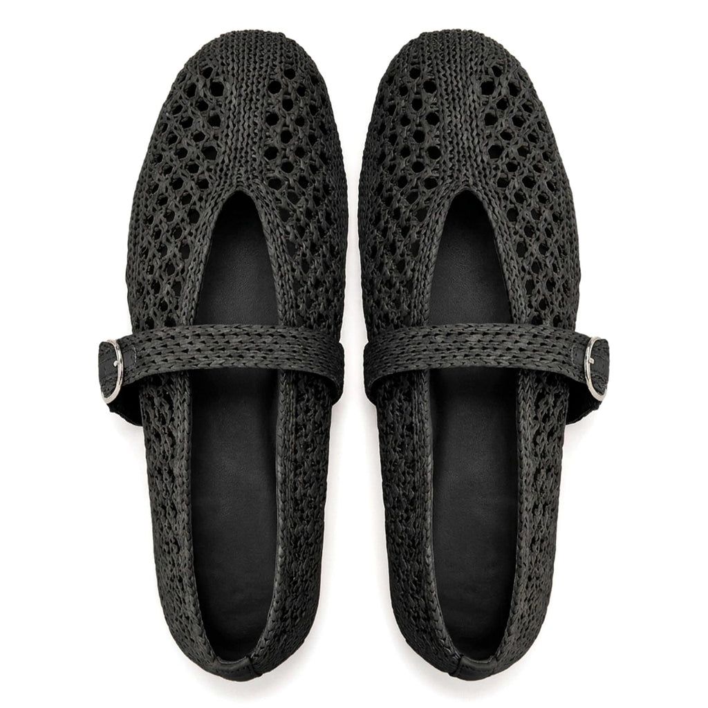 Woven Ballet Flats Women Mesh Raffia Flats Round Toe Mary Janes Comfortable Ballerina Flat Shoes
