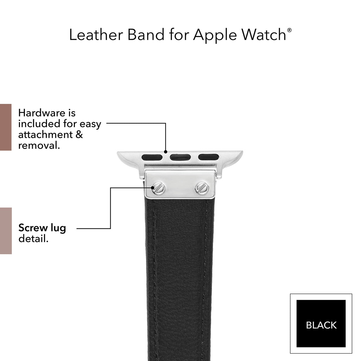 Anne Klein Leather Fashion Band for Apple Watch Secure, Adjustable, Apple Watch Band Replacement, Fits Most Wrists