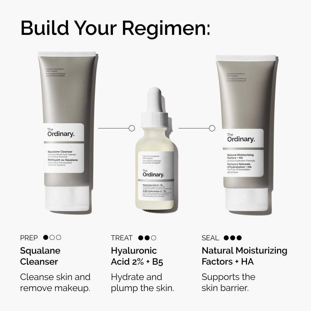 The Ordinary Hyaluronic Acid 2% + B5 (with Ceramides), Multi-Depth Hydration Serum for Plumper, Smoother Skin