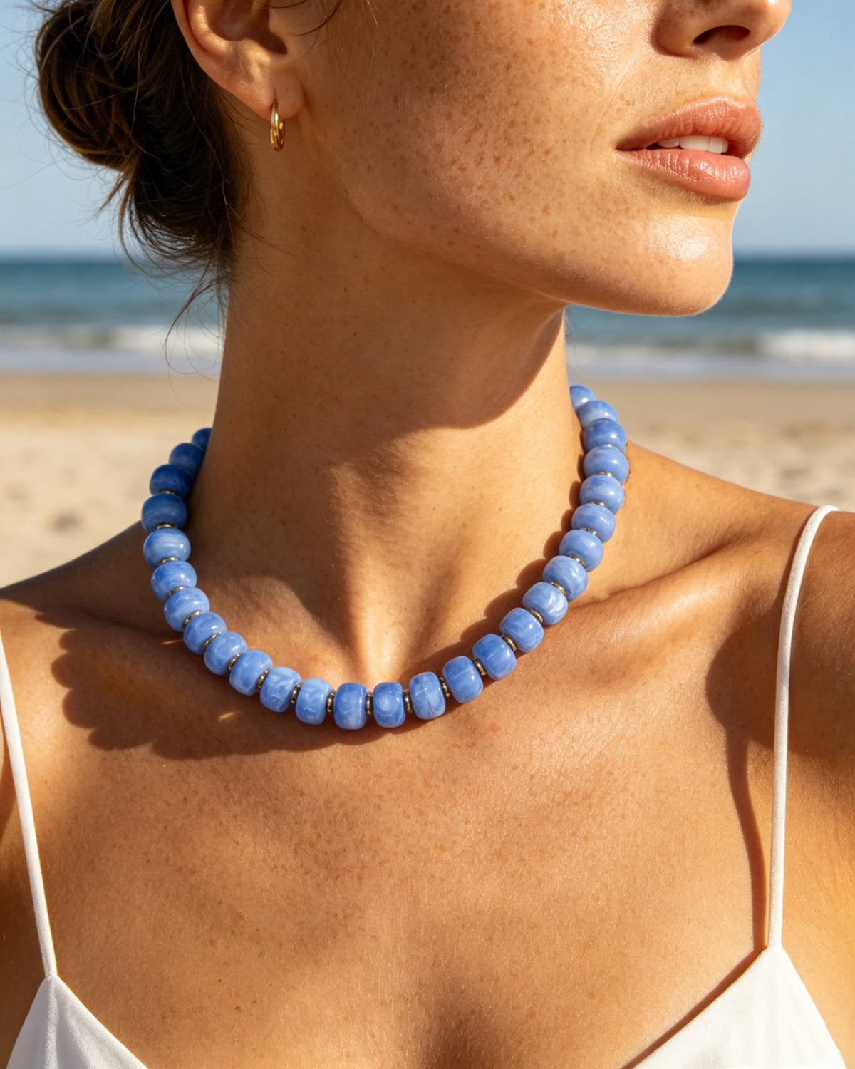 Chunky Beaded Statement Necklace for Women Trendy Colorful Boho Resin Bead Choker Necklaces Summer Handmade Jewelry Gifts Accessories