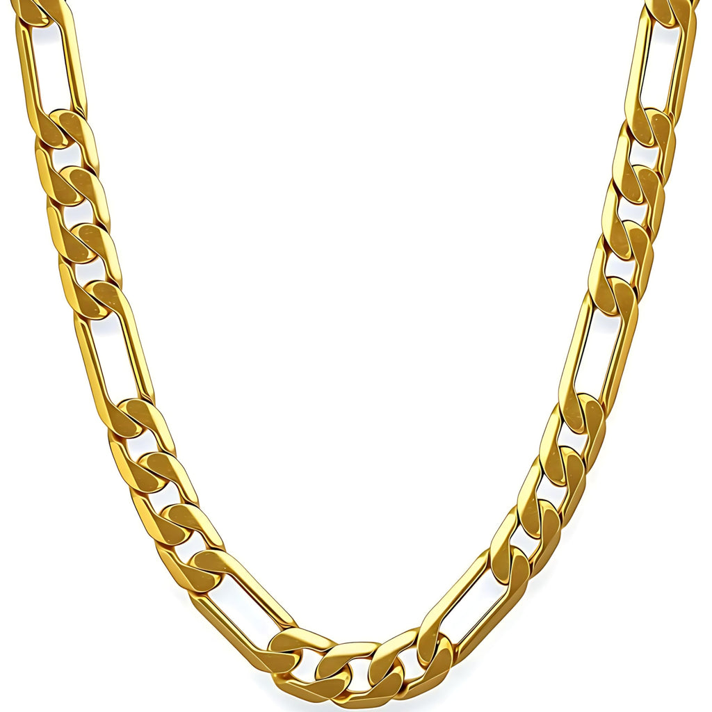 Premium 18K Gold-Plated Figaro Chain Necklace – Stainless Steel | Waterproof & Tarnish Resistant