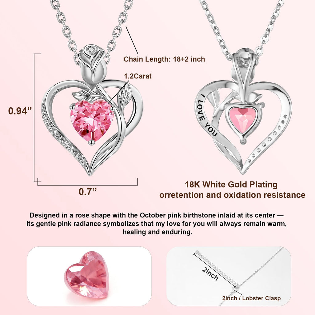 Women's Heart Pendant Necklace – 1.2CT Moissanite or Lab-Grown Sapphire, Ruby & Emerald