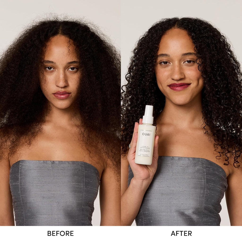 OUAI Leave In Conditioner & Heat Protectant for Hair - Prep Hair for Styling or Use as Detangling Spray to Fight Frizz & Flyaways - No Parabens, Sulfates or Phthalates (4.7 oz)