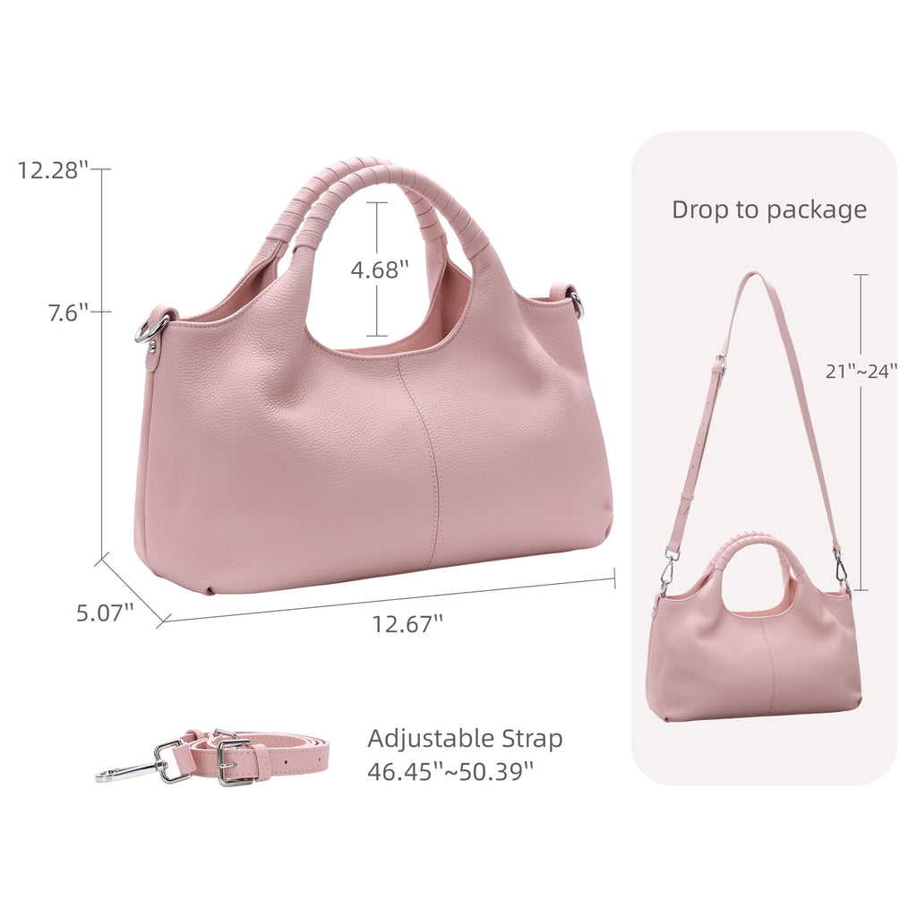 Iswee Leather Satchel Women Purse and Handbag Crossbody Shoulder Bag Hobo | Genuine Cowhide Leather Tote Top Handle Bag Soft & Durable Medium Size Bags with Detachable Multiple Pocketbooks Trendy