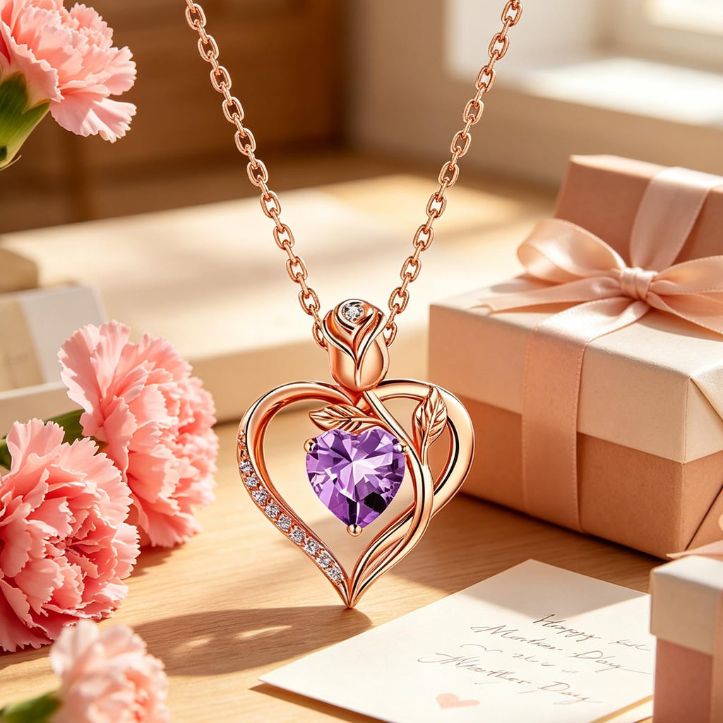 Women's Heart Pendant Necklace – 1.2CT Moissanite or Lab-Grown Sapphire, Ruby & Emerald
