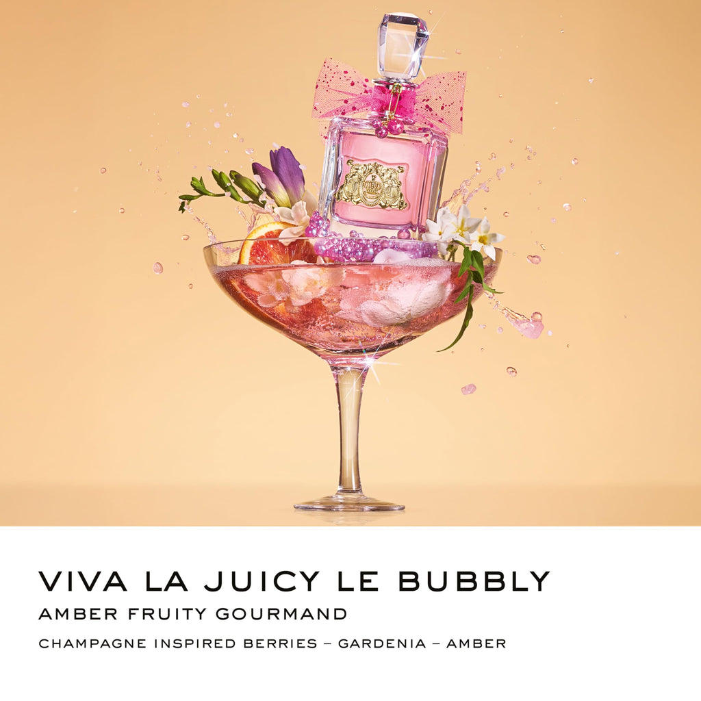 Juicy Couture Viva La Juicy Le Bubbly Eau De Parfum, Luxury Women's Perfume with Notes of Champagne Inspired Pink Berries, Gardenia, Jasmine & Amber - Fruity & Sweet, EDP Spray