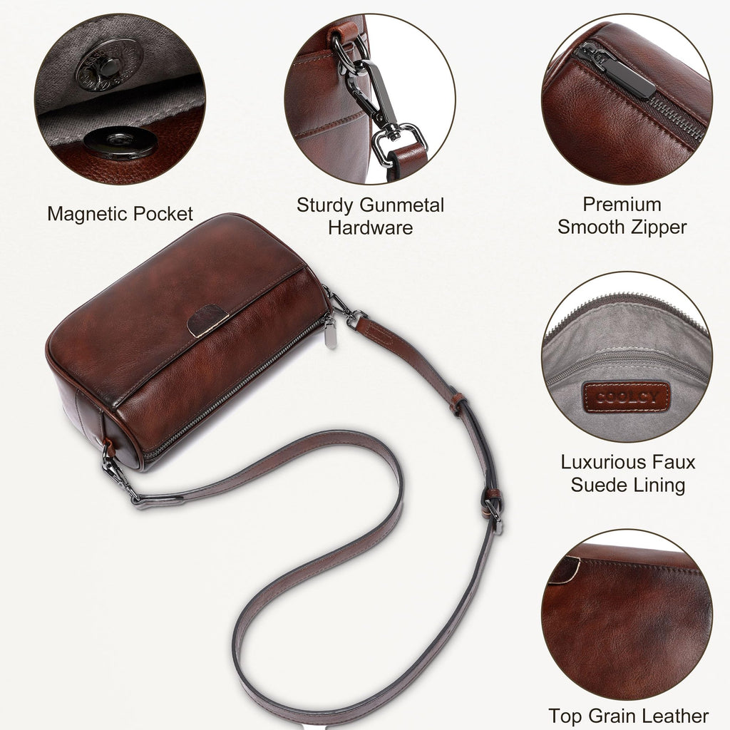 Genuine Leather Crossbody Purses Bag,Travel Casual Handbag,Small Shoulder Cross body Purse Trendy Gifts for Women