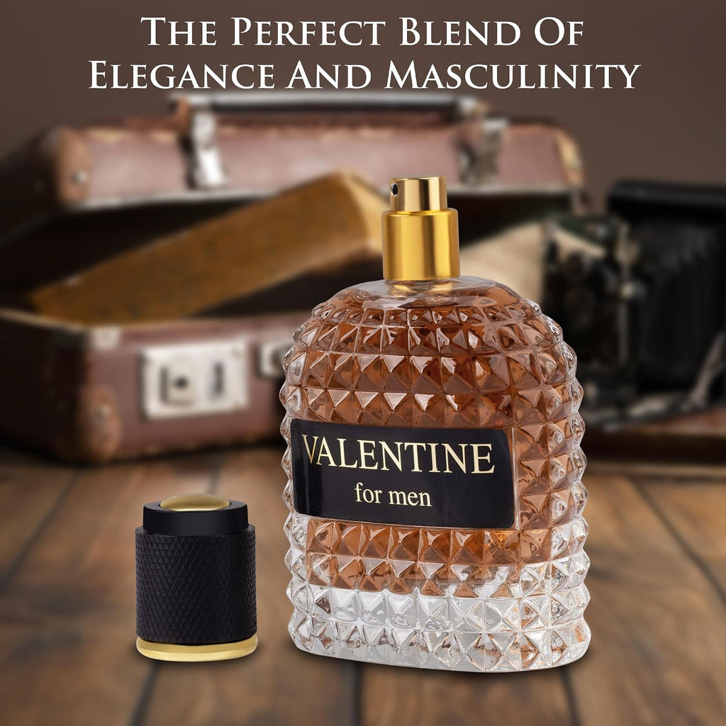 URBAN COLLECTION Valentine for Men Eau De Parfum- Top Notes of Woody & Outdoor - Middle Scent of Roasted Coffee Bean, Chocolate & Hazelnut - Free of Paraben - Elegant 100ml Bottle, Men Parume