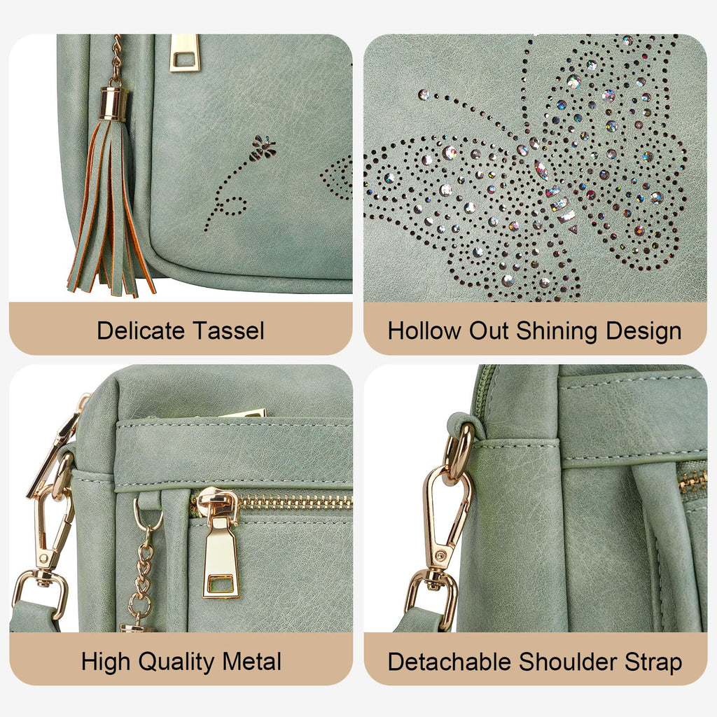 KITEVIUN Crossbody Bags for Women Trendy Leather Crossbody Purse Shoulder Handbags Butterfly Design