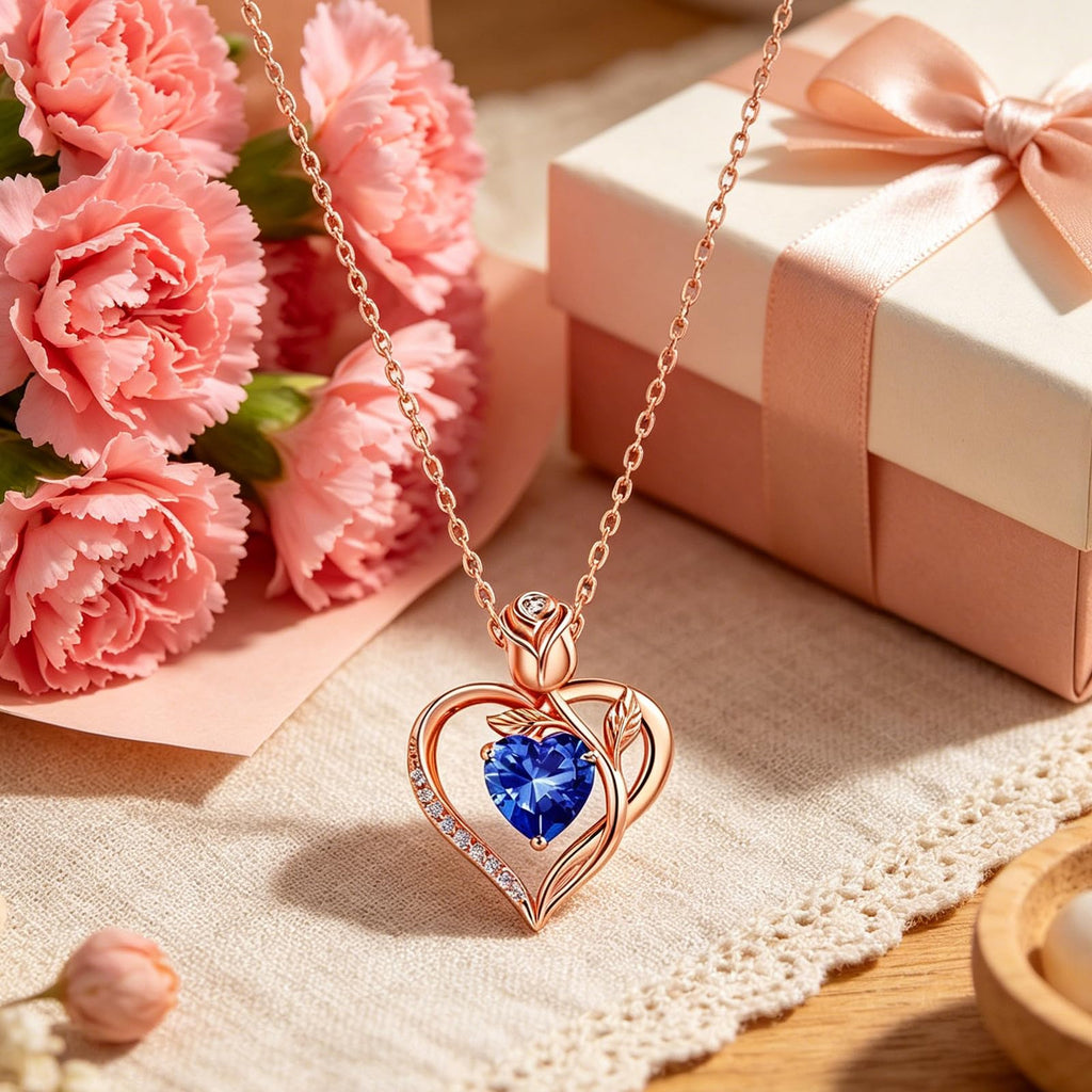 Women's Heart Pendant Necklace – 1.2CT Moissanite or Lab-Grown Sapphire, Ruby & Emerald