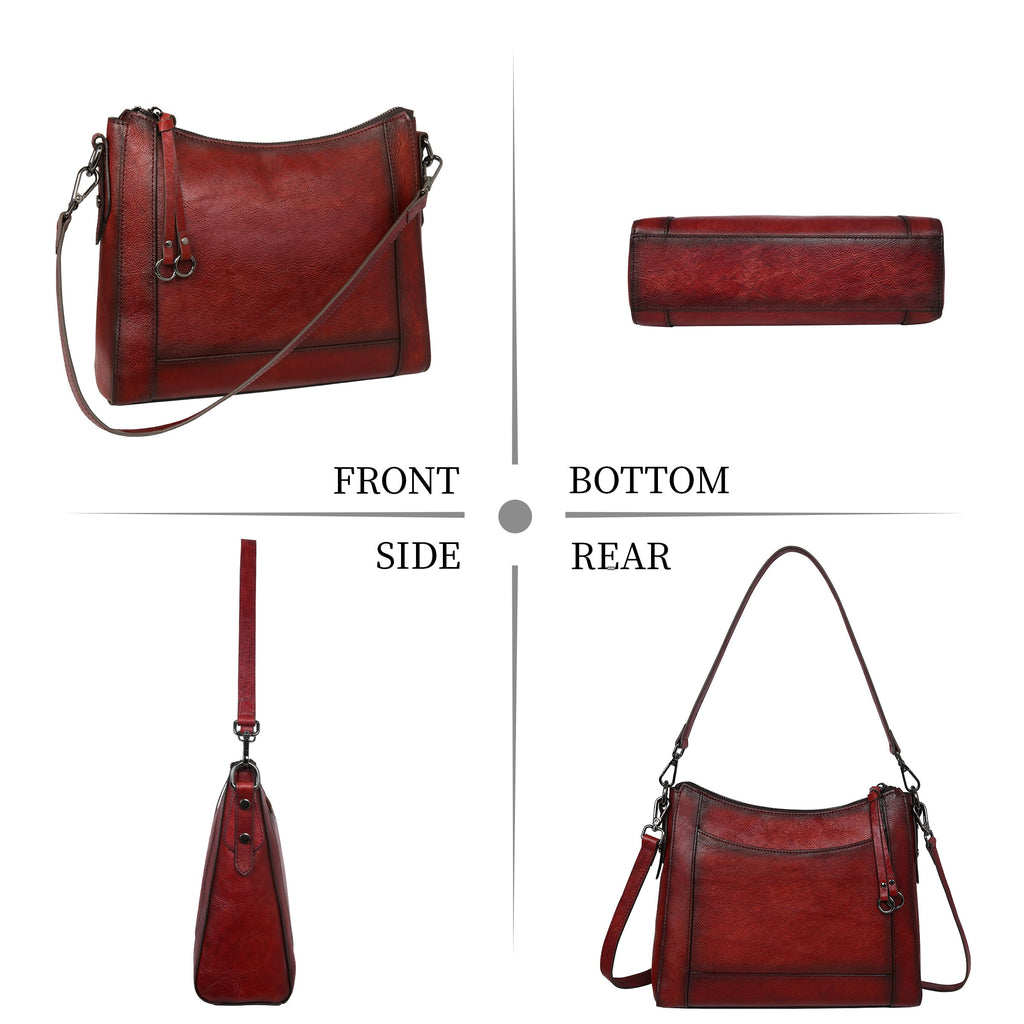 Iswee Leather Crossbody Bags for Women Shoulder Purse Medium Hobo Genuine Leather Satchel Purses and Handbags