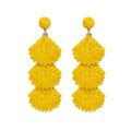 Raffia Dangle Earrings for Women - Boho Statement Rattan Drop Jewelry with Shell Design, Lightweight Summer Beach Trendy Accessories