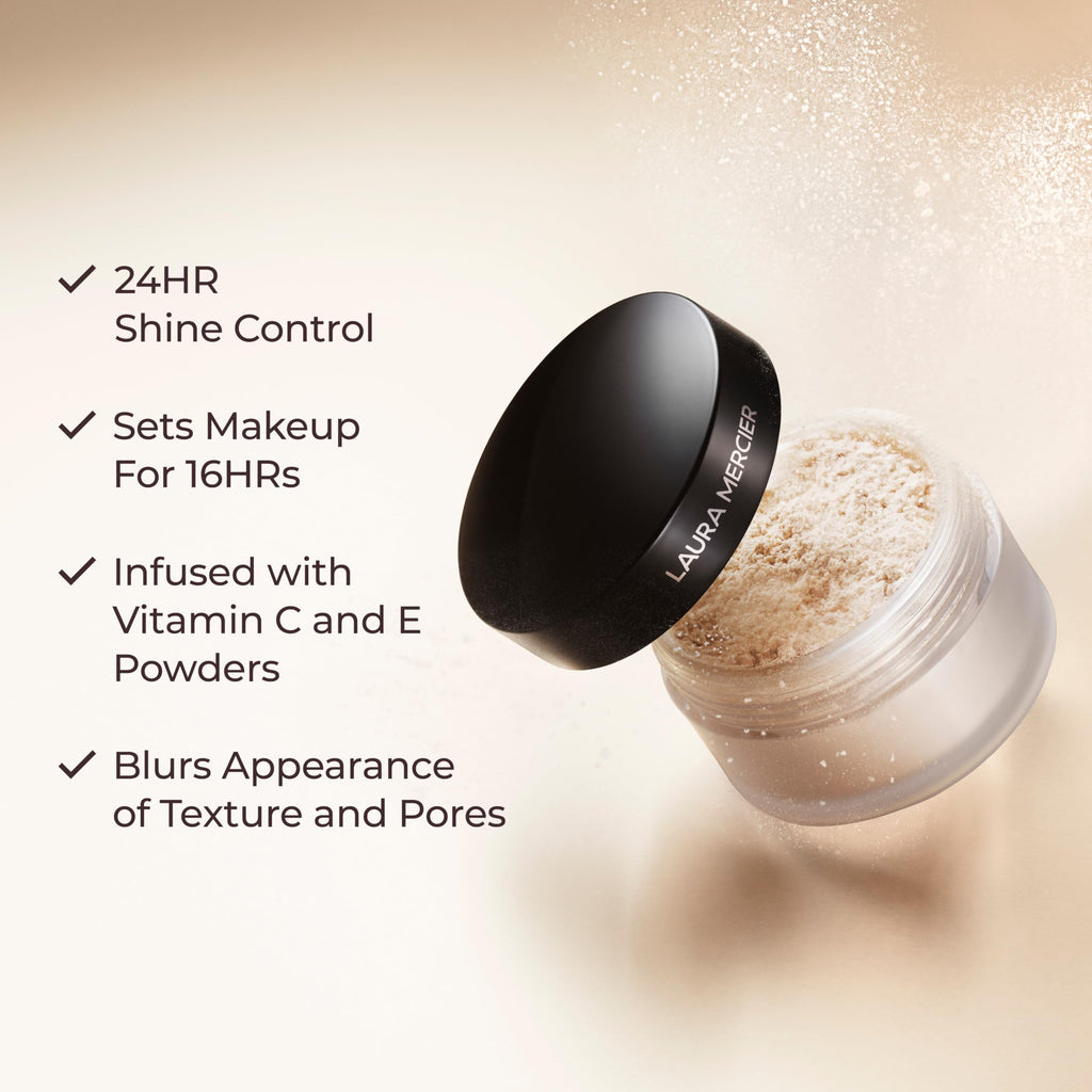 Laura Mercier Translucent Loose Setting Powder, 24HR Shine Control, Soft Matte Finish, Long-Lasting Wear, Normal to Oily Skin, 4 Shades for Virtually All Skin Tones, Artistry Icons Set