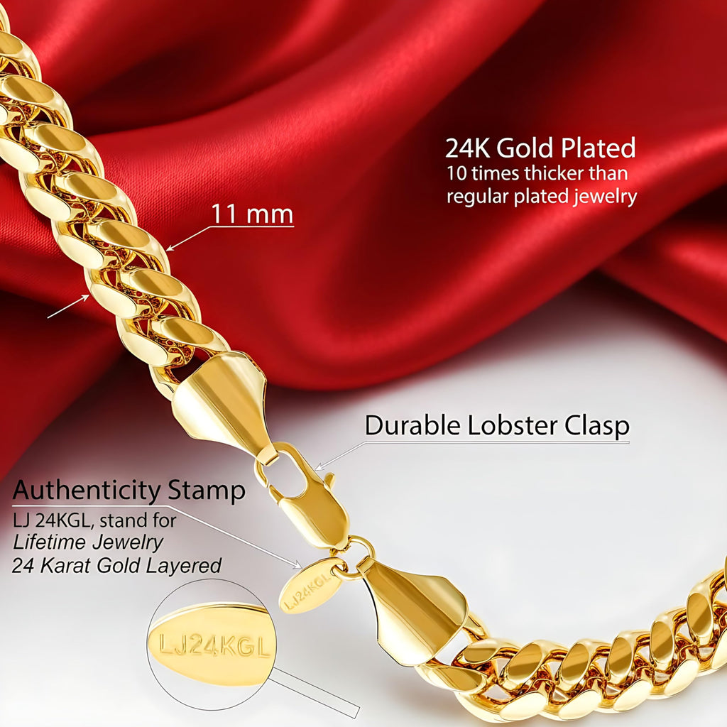 Premium 18K Gold-Plated Cuban Link Bracelet for Men & Women – Stainless Steel, Waterproof & Tarnish Resistant
