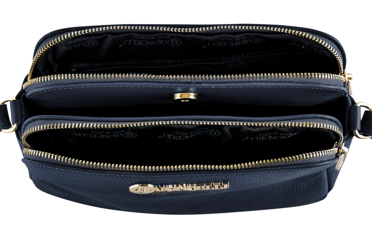 Baroncelli Crossbody Bag Made in Italy with Long Stripe Genuine Italian Soft Leather