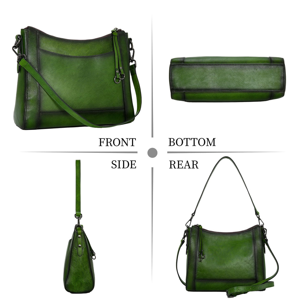 Iswee Leather Crossbody Bags for Women Shoulder Purse Medium Hobo Genuine Leather Satchel Purses and Handbags