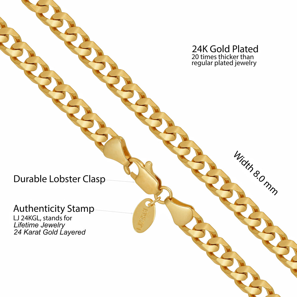 Premium 18K Gold-Plated Cuban Link Chain – Luxury Stainless Steel Necklace | Waterproof & Tarnish Resistant by UNCLE LOL