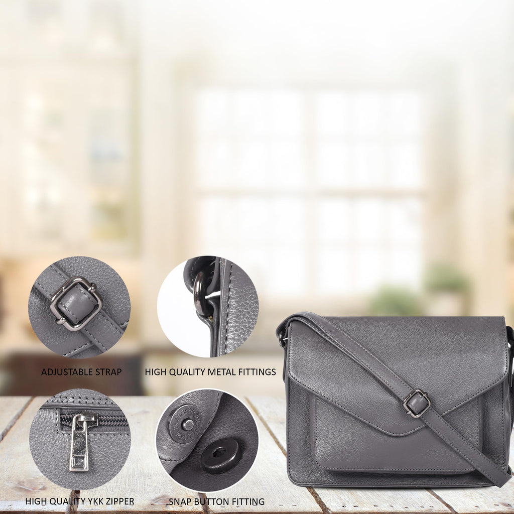 Leather Flapover Crossbody Handbag Purse for Women with Adjustable Strap & Overflap Snap Closure Tote/Bag