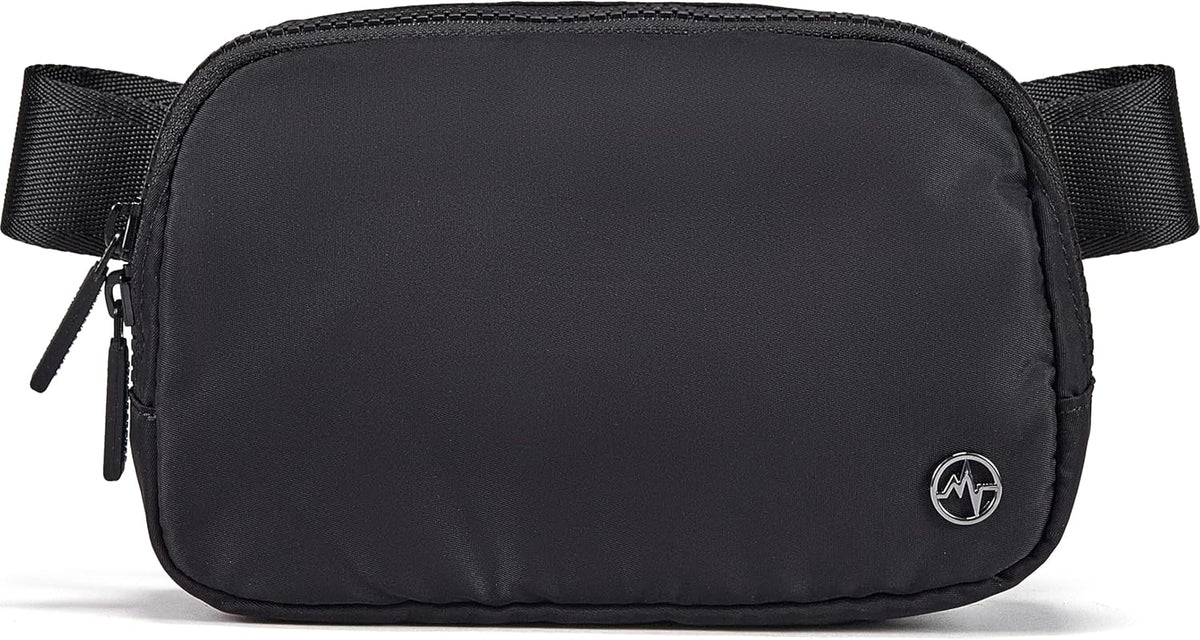 Pander Two Way Zipper Fanny Pack Nylon Everywhere Belt Bag for Women, Water Repellent Waist Packs, Crossbody Bags with Adjustable Strap (Black).