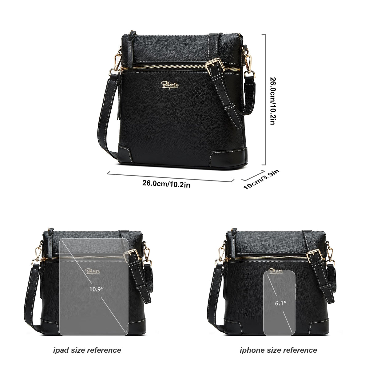 BOYATU Leather Crossbody Bag for Women: Designer Shoulder Purse for Travel - Trendy Genuine Leather Handbag for Everyday