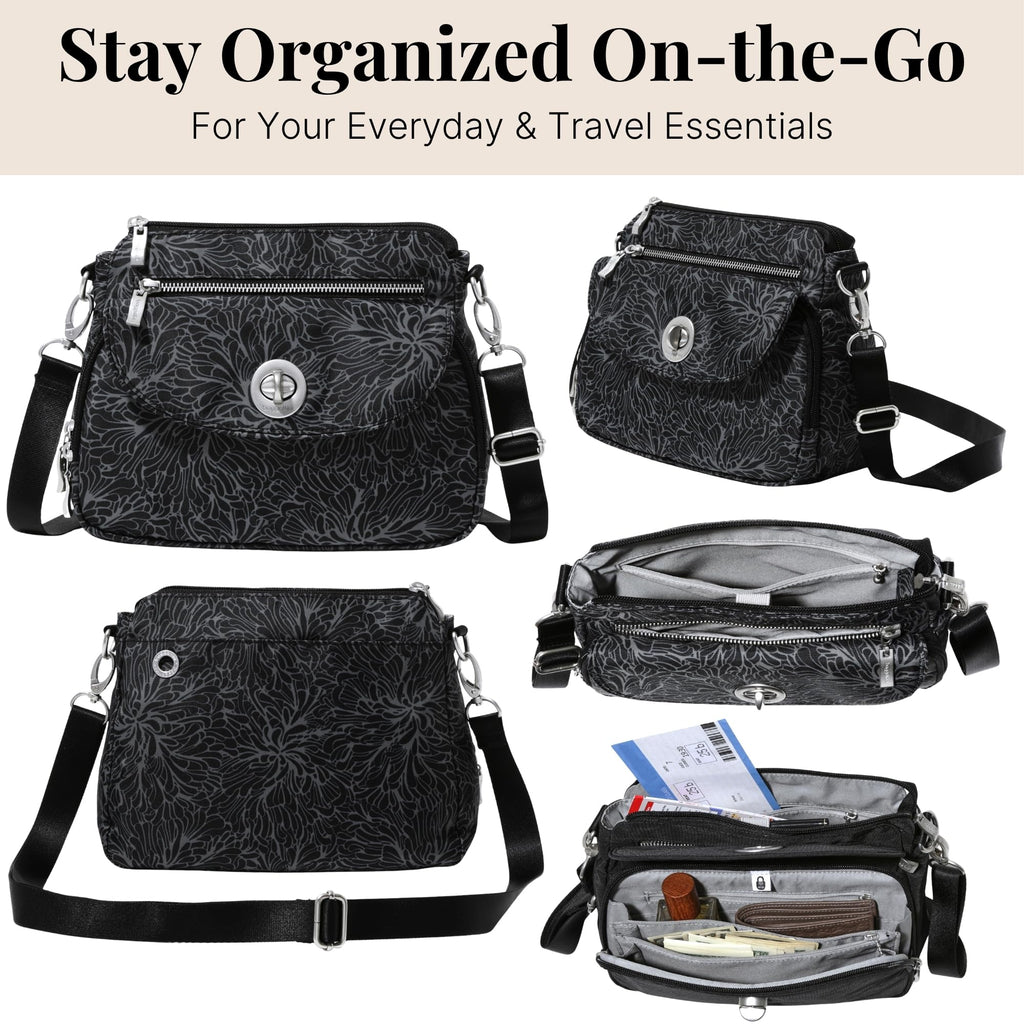 Baggallini Calais Crossbody Bags for Women 10x7 Lightweight Water-Resistant Travel Purse, RFID & Interior Organization