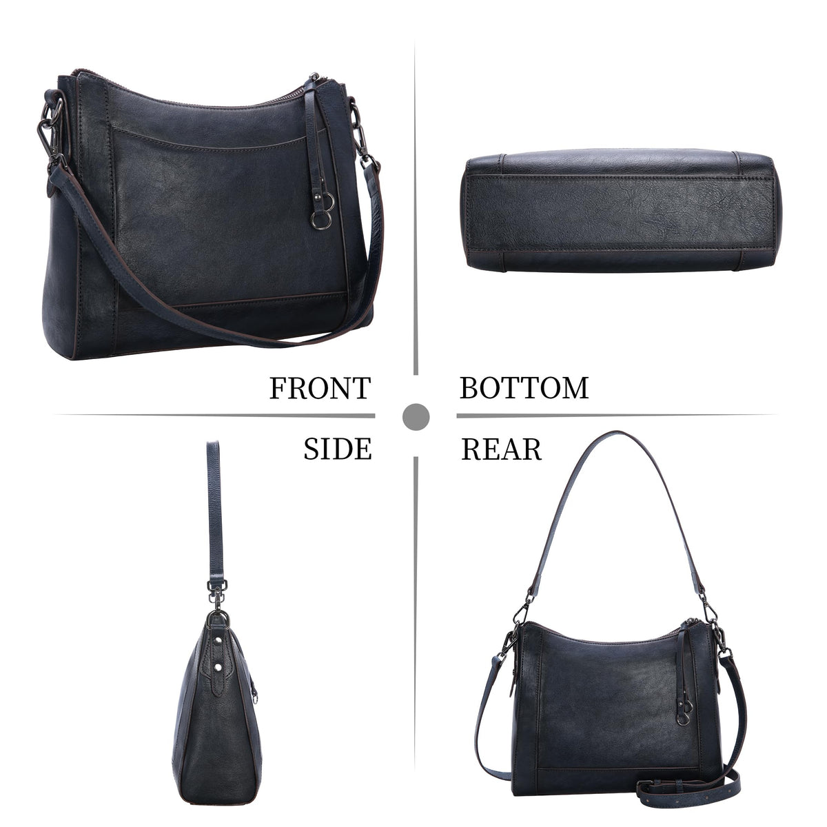 Iswee Leather Crossbody Bags for Women Shoulder Purse Medium Hobo Genuine Leather Satchel Purses and Handbags
