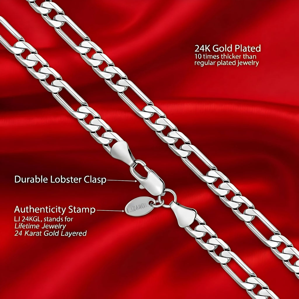 Premium 18K Gold-Plated Figaro Chain Necklace – Stainless Steel | Waterproof & Tarnish Resistant