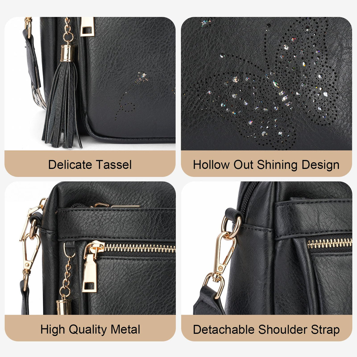 KITEVIUN Crossbody Bags for Women Trendy Leather Crossbody Purse Shoulder Handbags Butterfly Design