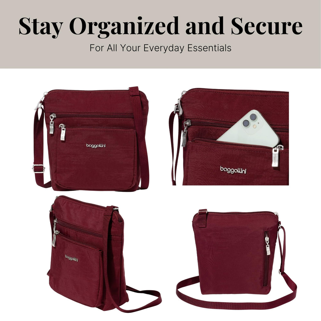 Baggallini Pocket Crossbody Bags for Women 8x8 Small Lightweight Durable Water-resistant Travel Purse W/Rfid