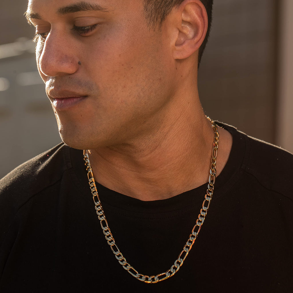 Premium 18K Gold-Plated Figaro Chain Necklace – Stainless Steel | Waterproof & Tarnish Resistant