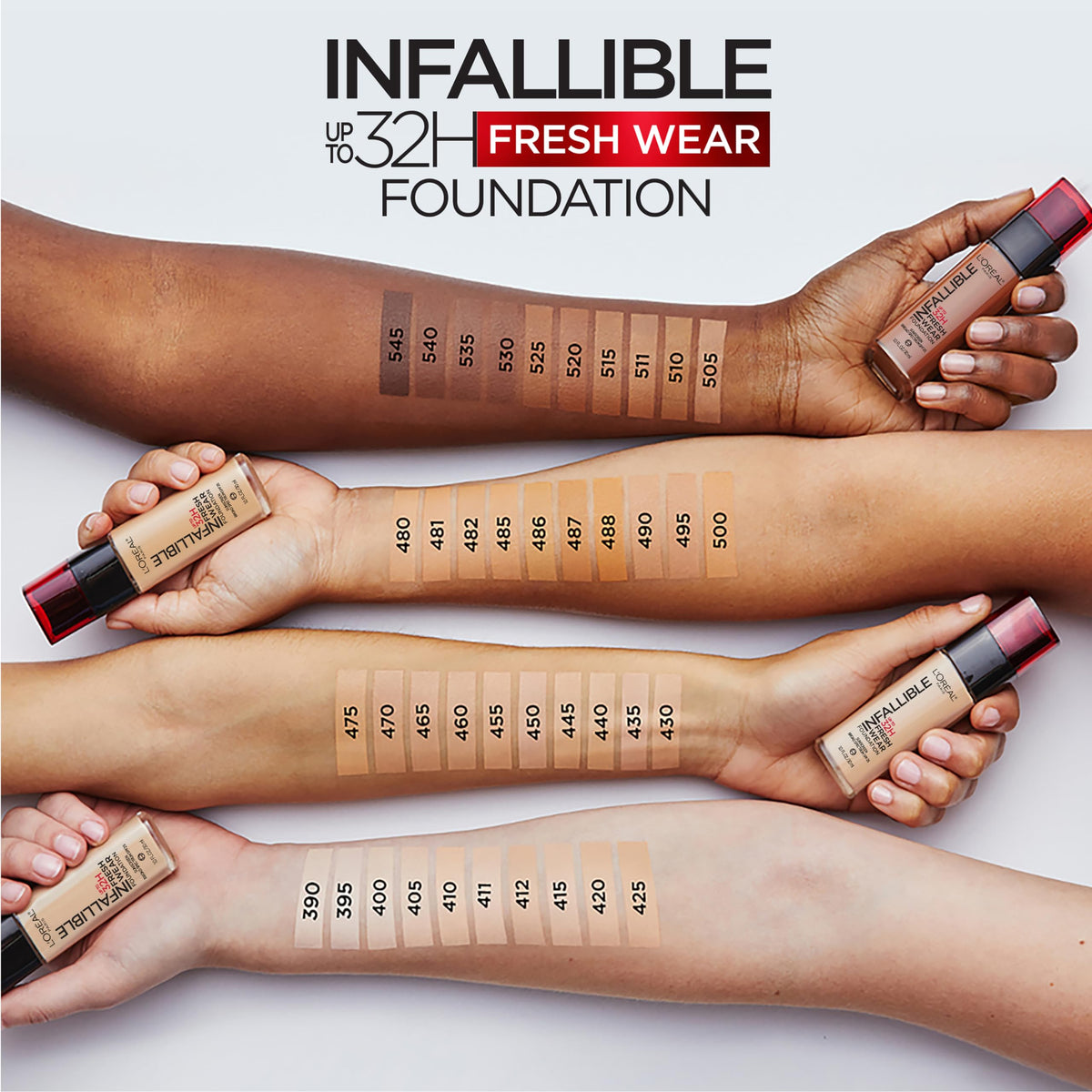 L'Oreal Paris Makeup Infallible Up to 32 Hour Fresh Wear Lightweight Foundation, 405 Porcelain, 1 Fl Oz, Packaging May Vary