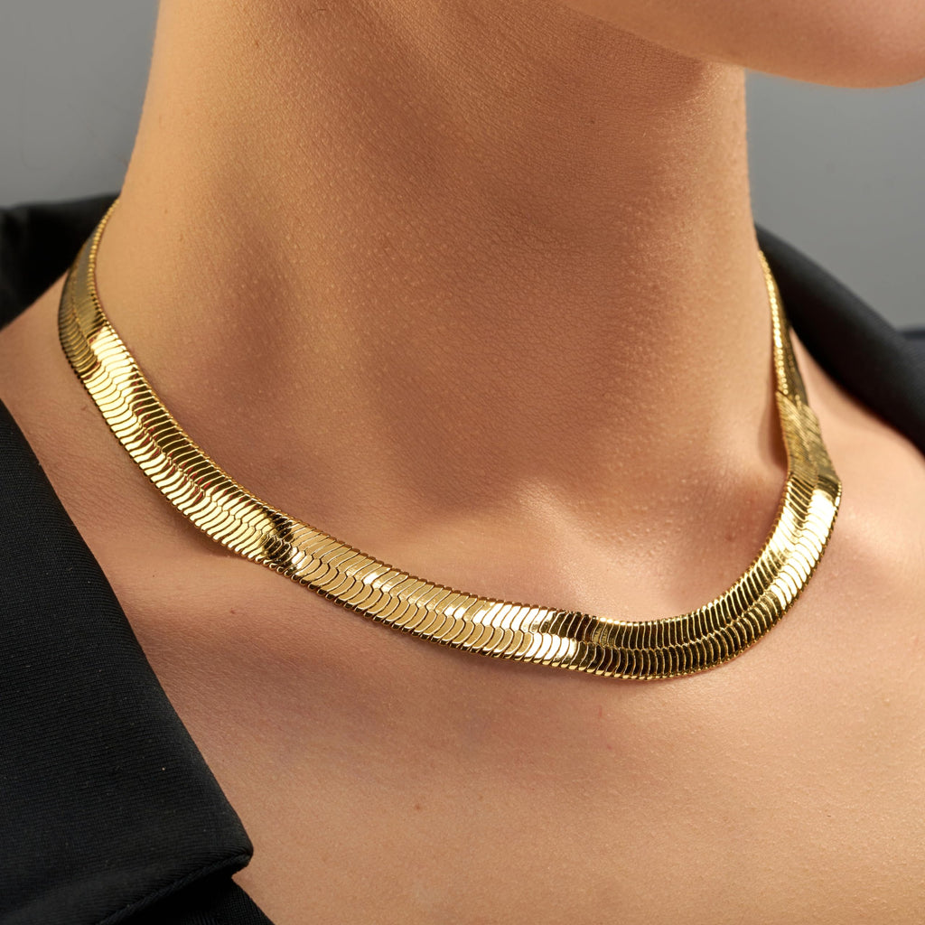 Premium Gold-Plated Stainless Steel Herringbone Chain Necklace – Waterproof, Tarnish Resistant & Designed by UNCLE LOL
