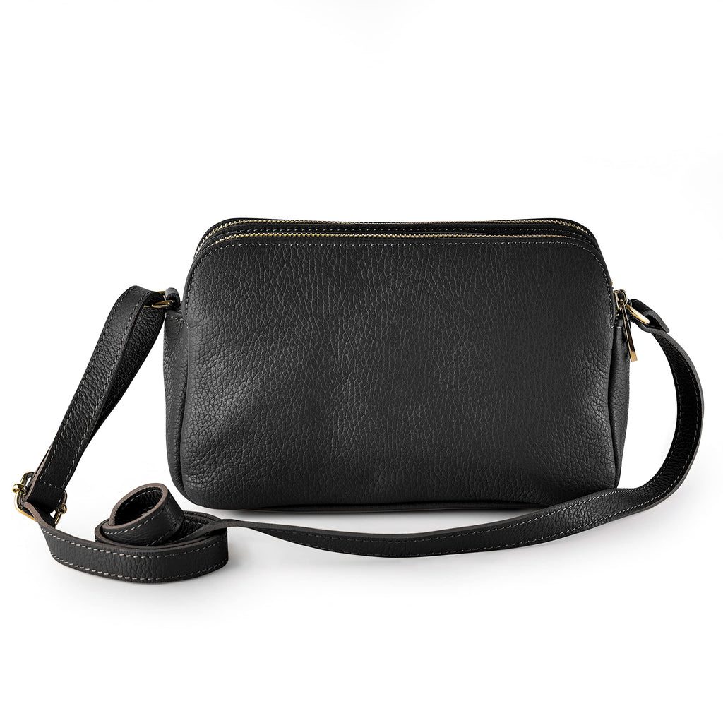 Baroncelli Crossbody Bag Made in Italy with Long Stripe Genuine Italian Soft Leather