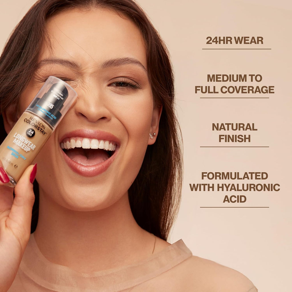Revlon Liquid Foundation, ColorStay Face Makeup for Normal & Dry Skin, SPF 20, Longwear Medium-Full Coverage with Natural Finish, 240 Medium Beige, 1 Fl Oz