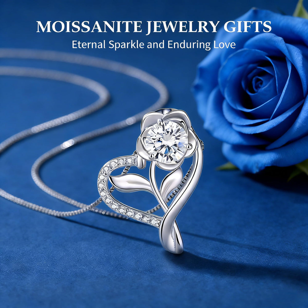 Luxury Moissanite Heart Necklace for Women – 925 Sterling Silver Heart Pendant, Sparkling Jewelry Gift for Wife, Girlfriend, Mom & Daughter