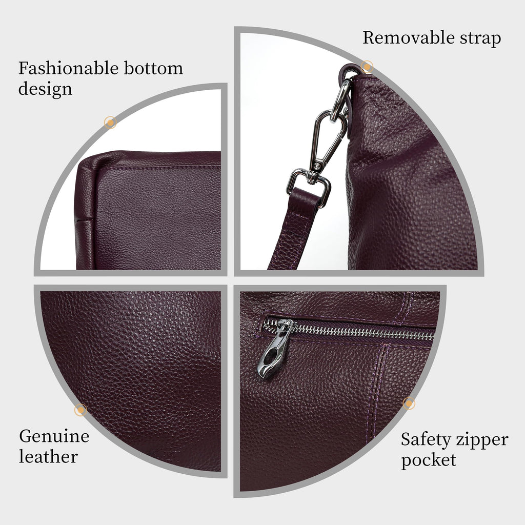 Iswee Leather Satchel Women Purse and Handbag Crossbody Shoulder Bag Hobo | Genuine Cowhide Leather Tote Top Handle Bag Soft & Durable Medium Size Bags with Detachable Multiple Pocketbooks Trendy