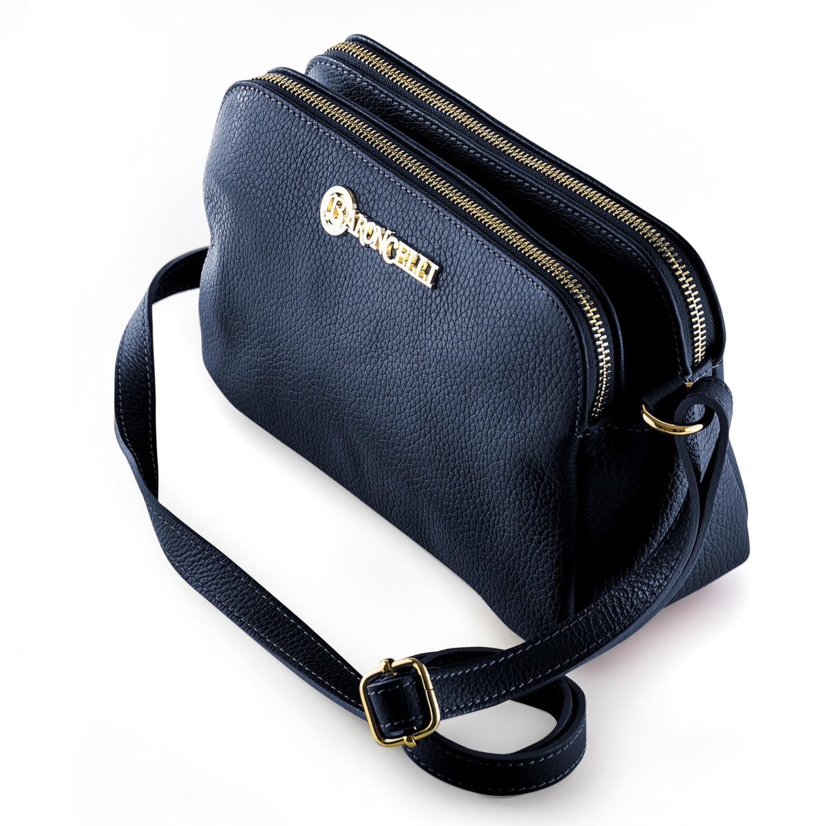 Baroncelli Crossbody Bag Made in Italy with Long Stripe Genuine Italian Soft Leather