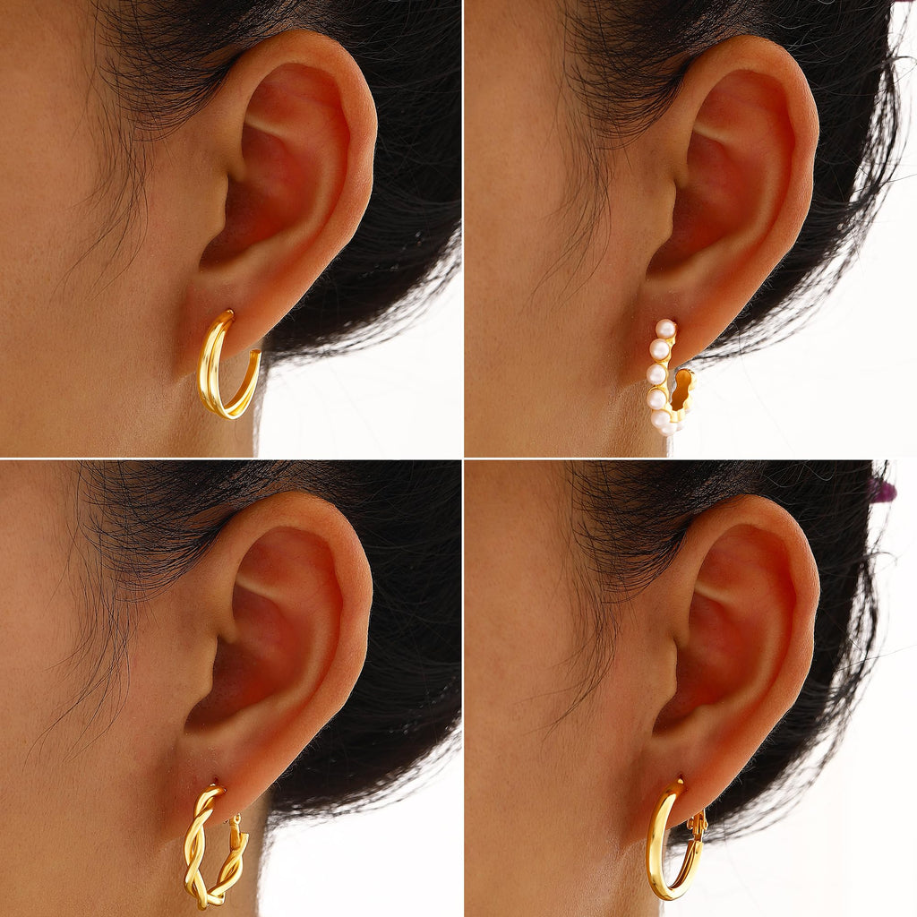 Jewelry 68 Pcs Gold Jewelry Set for Women with 7 Necklace, 17 Bracelet, 5 Hoop Earrings, 15 Stud Earrings, 24 Knuckle Rings for Women Jewelry Set for Women Gift