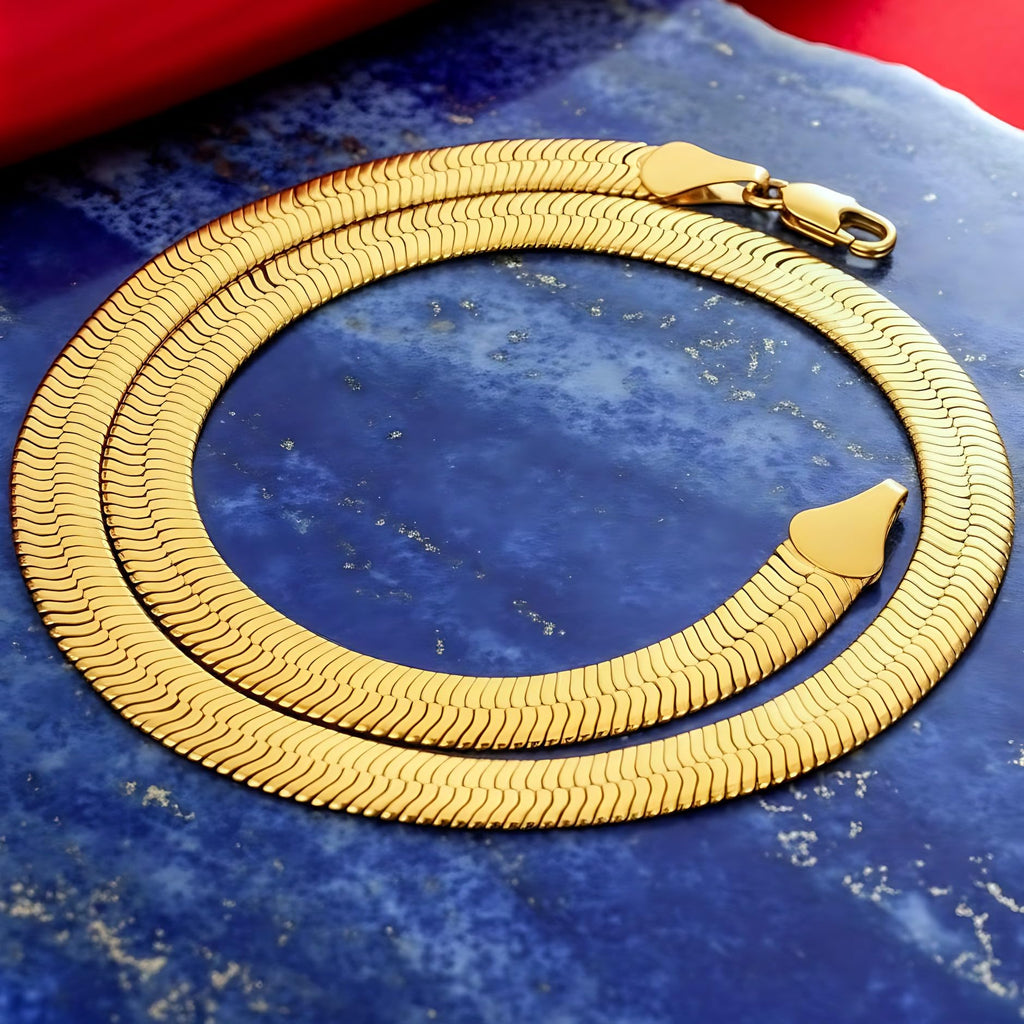 Premium Gold-Plated Stainless Steel Herringbone Chain Necklace – Waterproof, Tarnish Resistant & Designed by UNCLE LOL