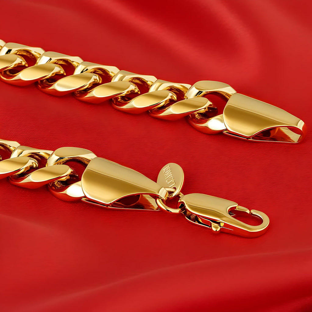 Premium 18K Gold-Plated Cuban Link Bracelet for Men & Women – Stainless Steel, Waterproof & Tarnish Resistant