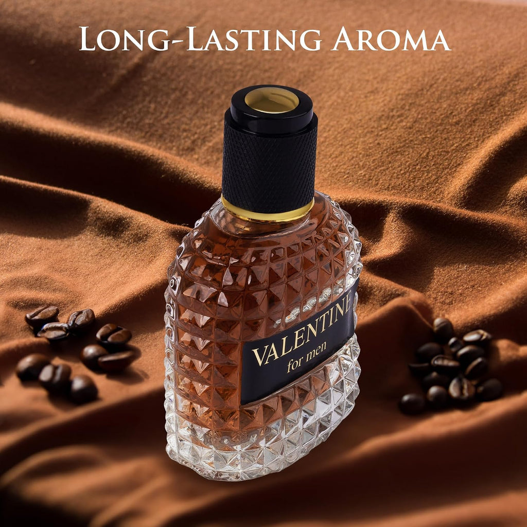 URBAN COLLECTION Valentine for Men Eau De Parfum- Top Notes of Woody & Outdoor - Middle Scent of Roasted Coffee Bean, Chocolate & Hazelnut - Free of Paraben - Elegant 100ml Bottle, Men Parume