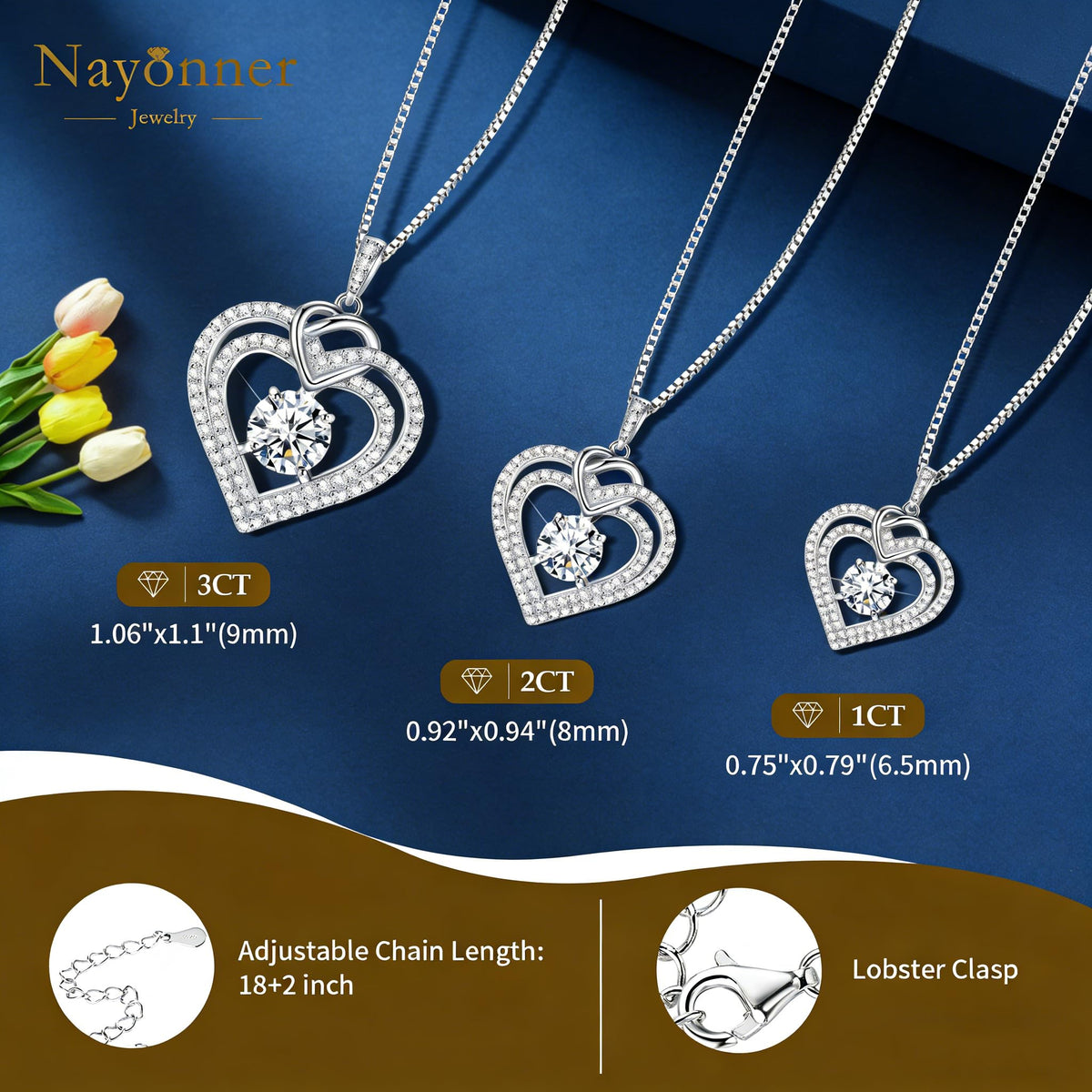 Luxury Moissanite Heart Necklace for Women – 925 Sterling Silver Heart Pendant, Sparkling Jewelry Gift for Wife, Girlfriend, Mom & Daughter