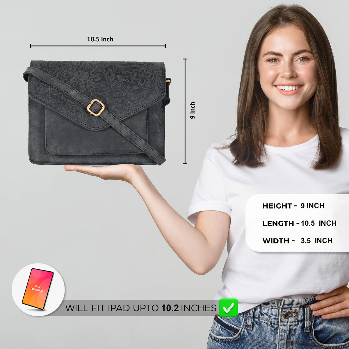Leather Flapover Crossbody Handbag Purse for Women with Adjustable Strap & Overflap Snap Closure Tote/Bag