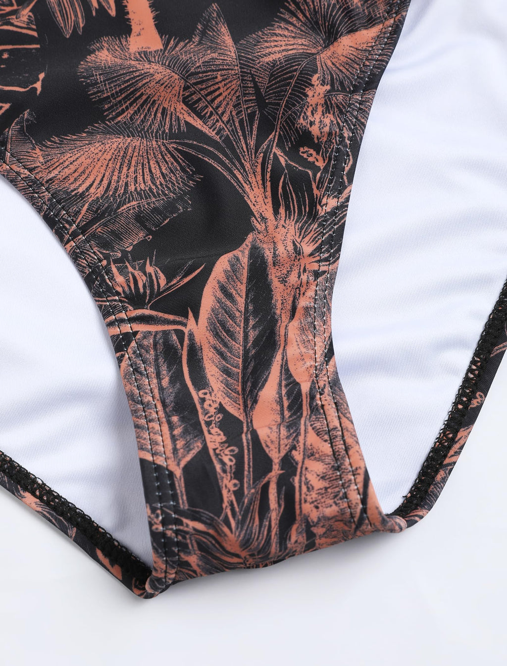 ZAFUL Womens Rash Guard Swimsuits Long Sleeve Sun Protection Bathing Suit Tropical Swim Shirts with Briefs Multi Floral S