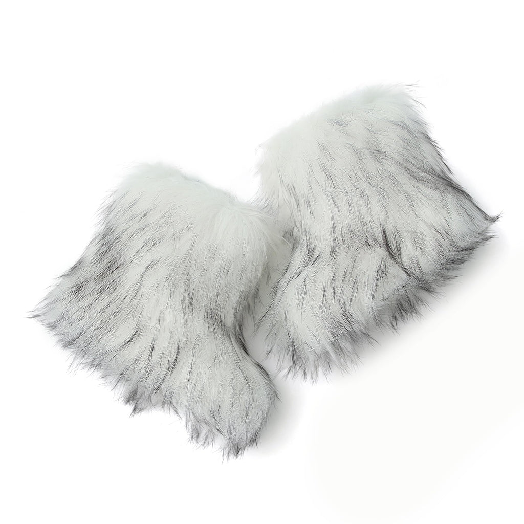 Wnshonzy Fur Boots for Women Snow Furry Fluffy Platform Flat Ankle Mini Boot Winter Round Toe Y2k Comfortable Mid-Calf Short Outdoor 2025