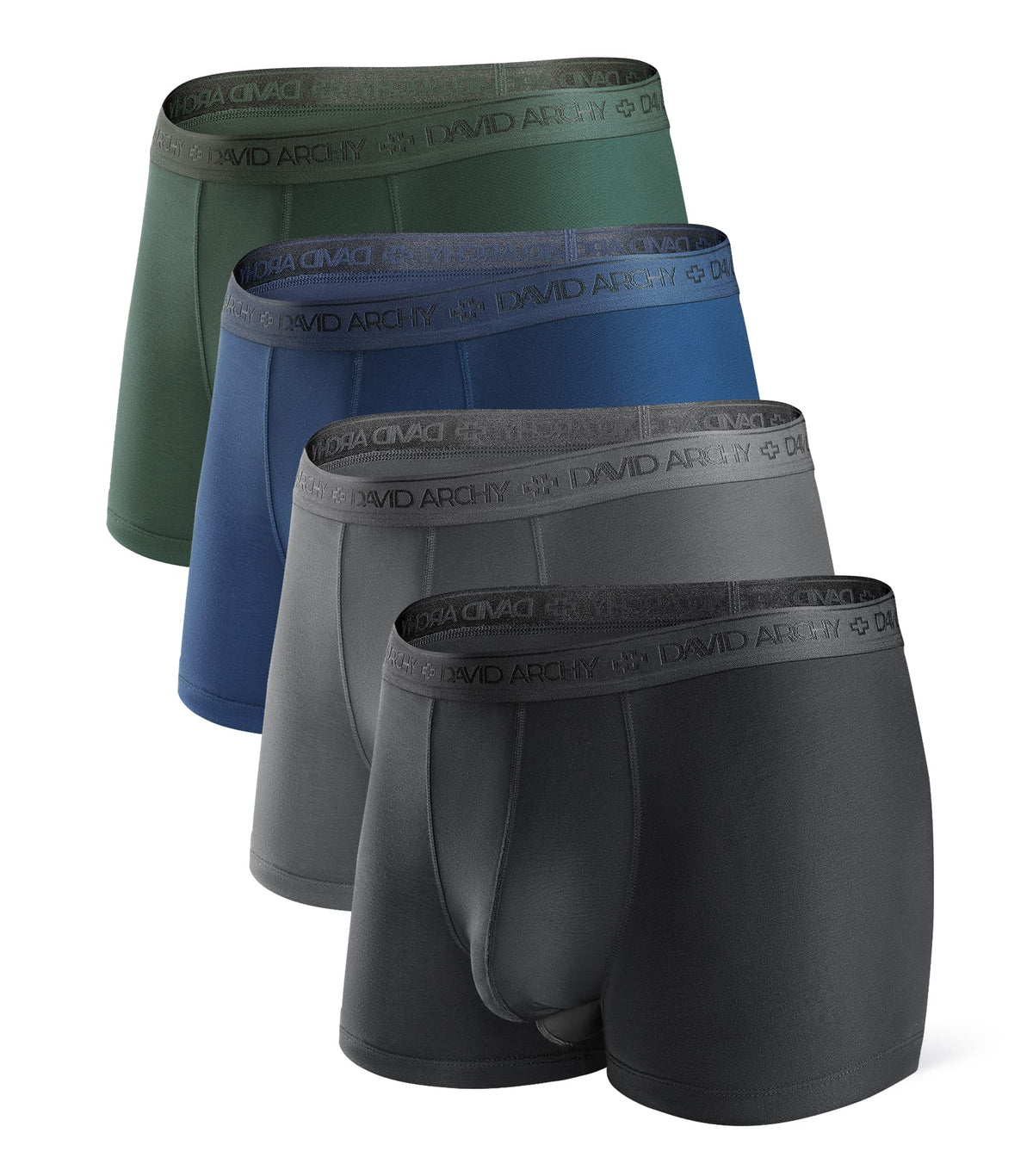 DAVID ARCHY Men's Underwear Modal Boxer Briefs Trunks Multi-Pack | Dual Pouch with Fly, Ultra Soft Second Skin Feel, Breathable Stretch Spandex, Anti Chafing, Daily Lounging Work Travel