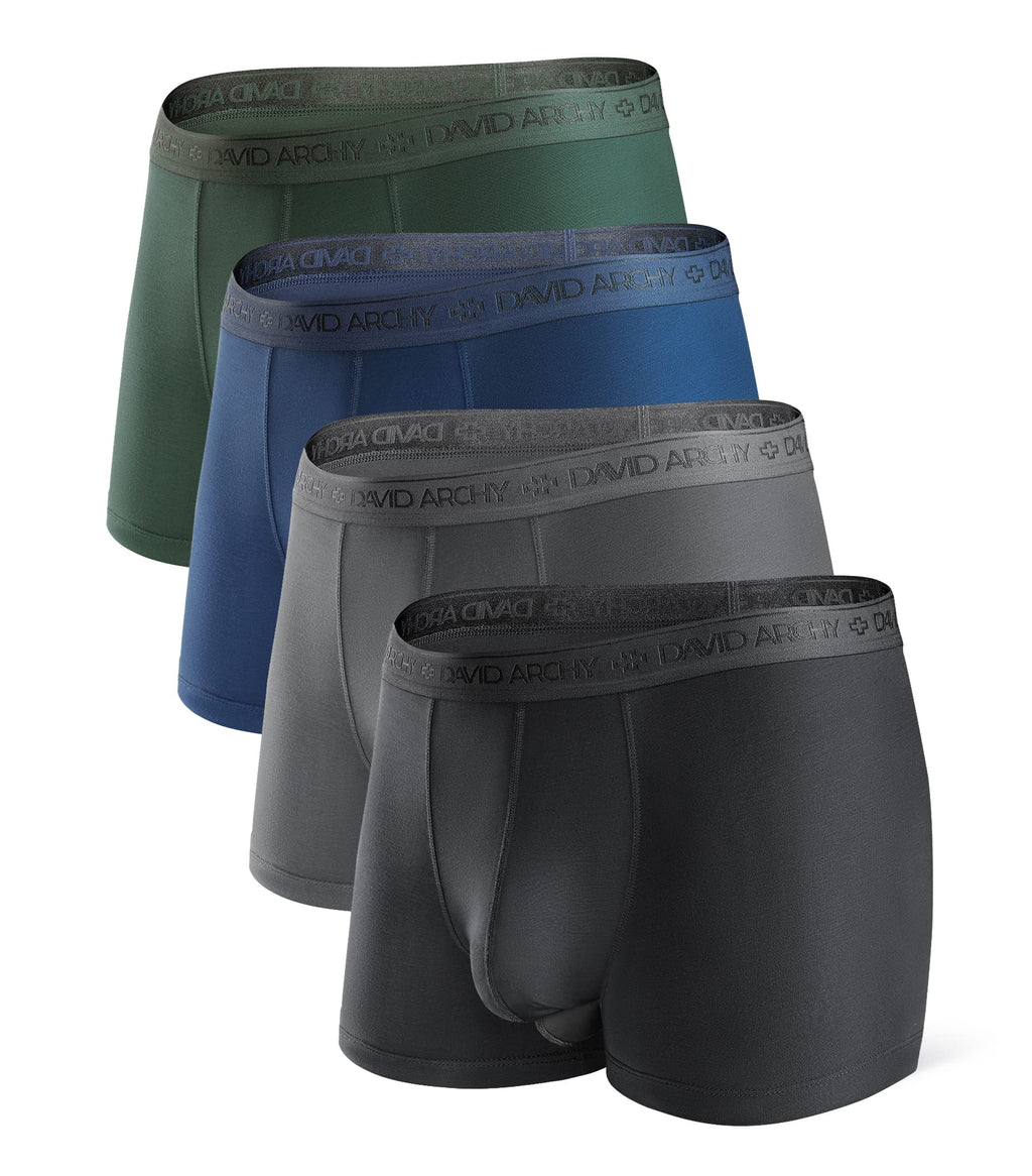 DAVID ARCHY Men's Underwear Modal Boxer Briefs Trunks Multi-Pack | Dual Pouch with Fly, Ultra Soft Second Skin Feel, Breathable Stretch Spandex, Anti Chafing, Daily Lounging Work Travel